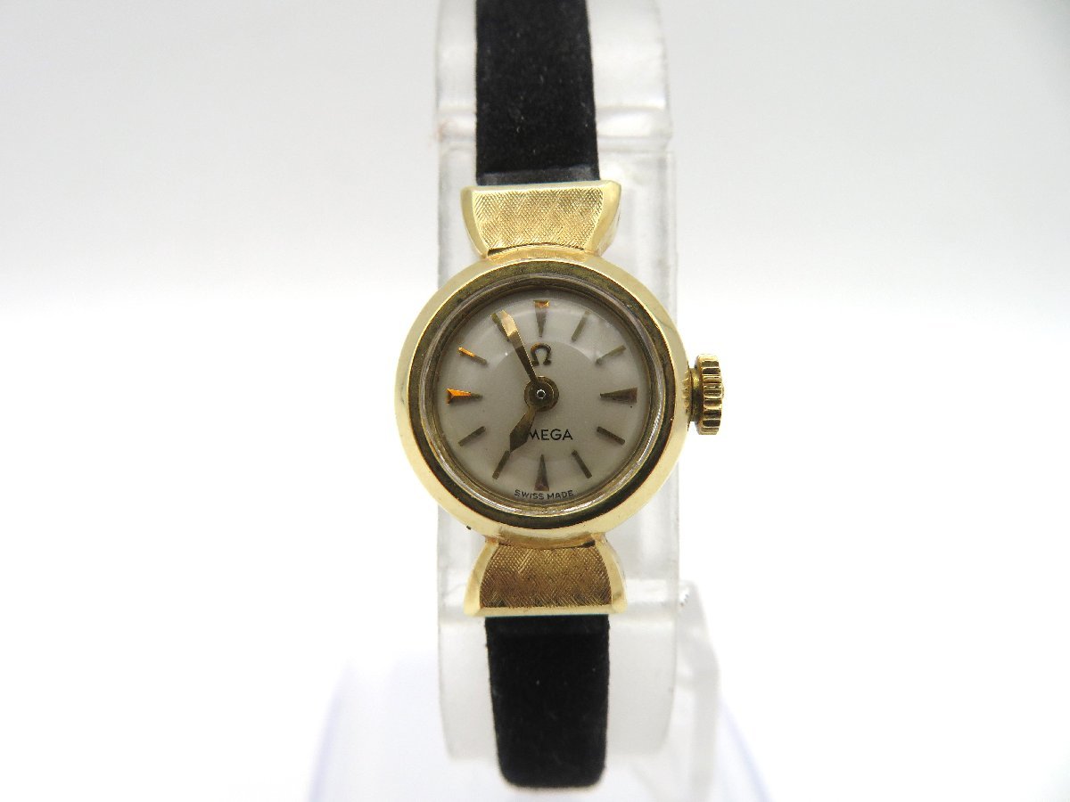 1円◇稼働◇　オメガ　　　ホワイト　手巻き　レディース　腕時計　　H40001