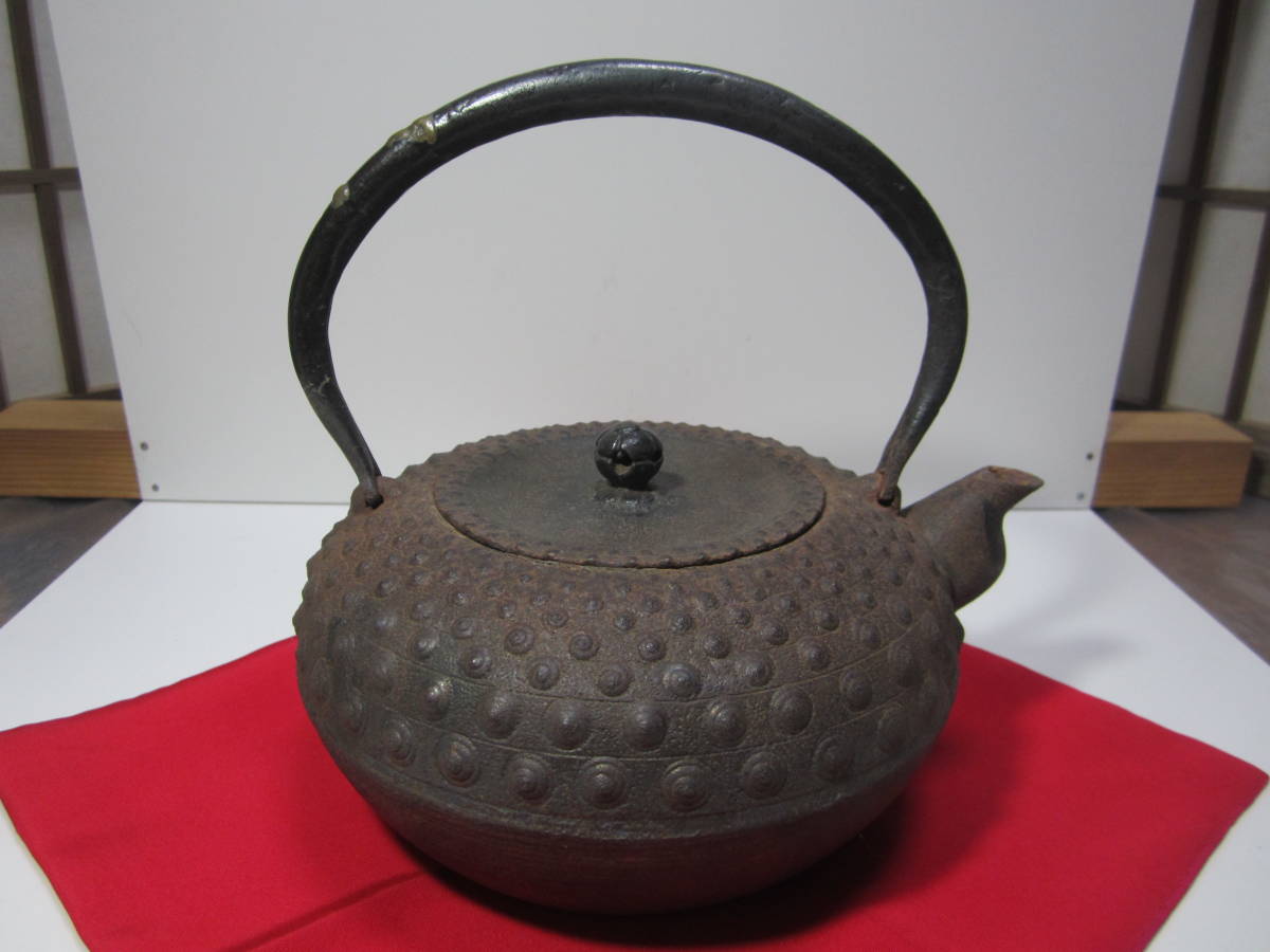 7e2 必見! 在銘 龍文堂造 鉄瓶 銅蓋 茶道具 湯沸 サイズ約 高さ21cm 胴