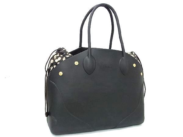 1円 ■美品■ FURLA フルラ GUMMY ラバー トートバッグ ショルダーバッグ 肩掛けかばん レディース ブラック系 BG5999