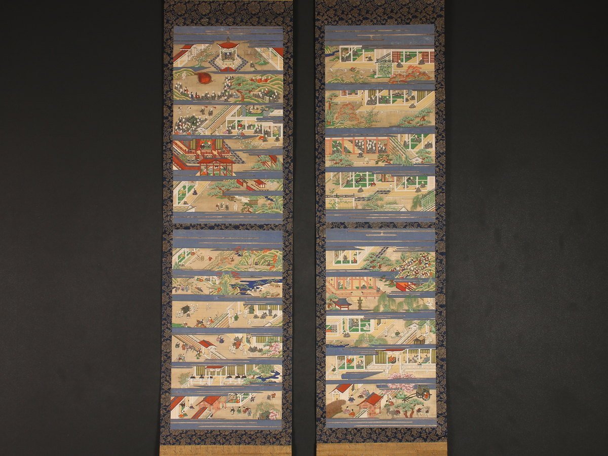 【伝来】sh3002 双幅 親鸞上人絵伝 二重箱 浄土真宗開祖 親鸞聖人 仏画