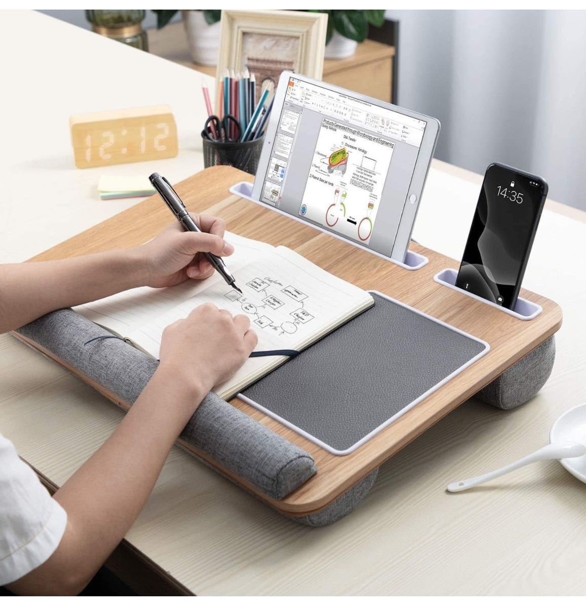 膝上テーブル テーブルクッション タブレット用 PCテーブル ラップトップデスク 55×37CM_4