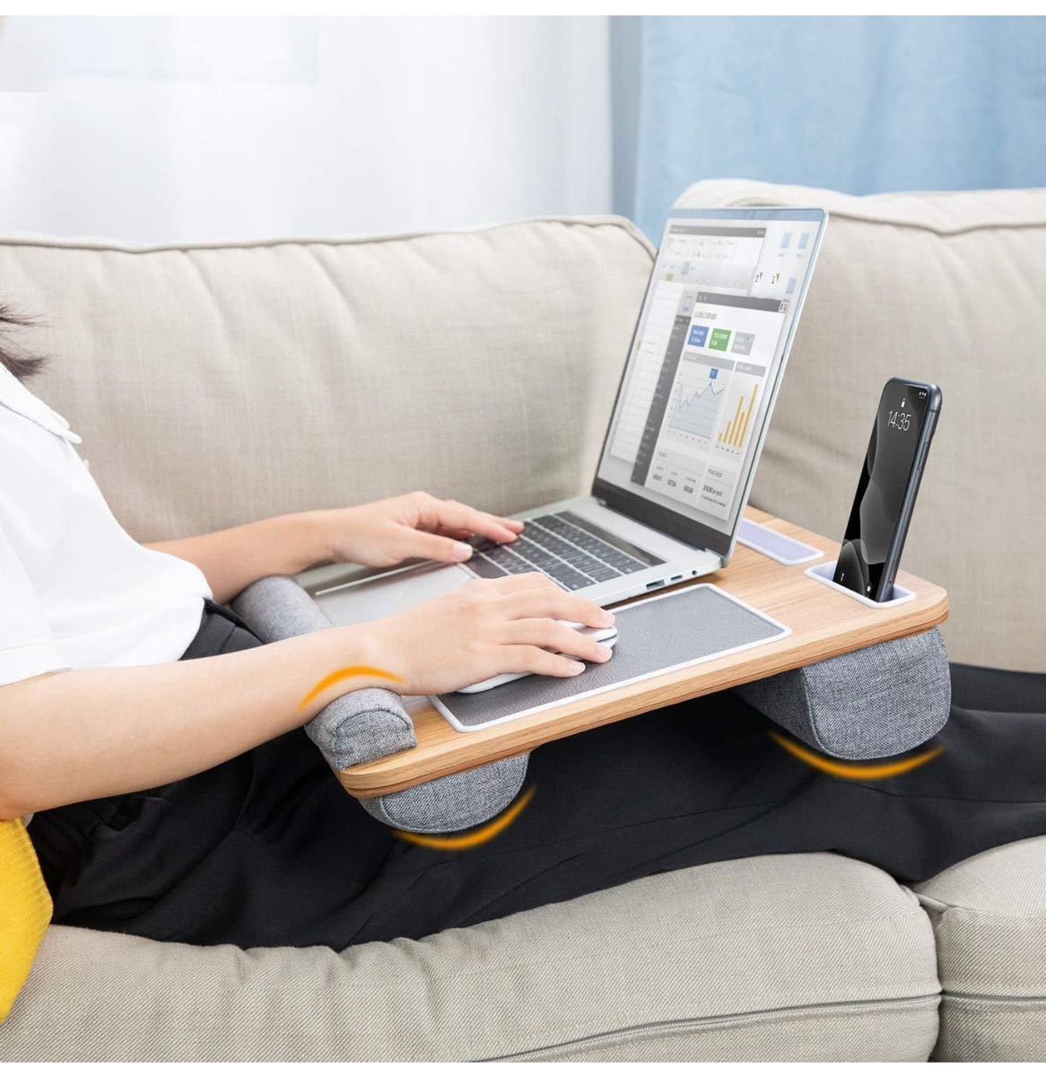 膝上テーブル テーブルクッション タブレット用 PCテーブル ラップトップデスク 55×37CM_5