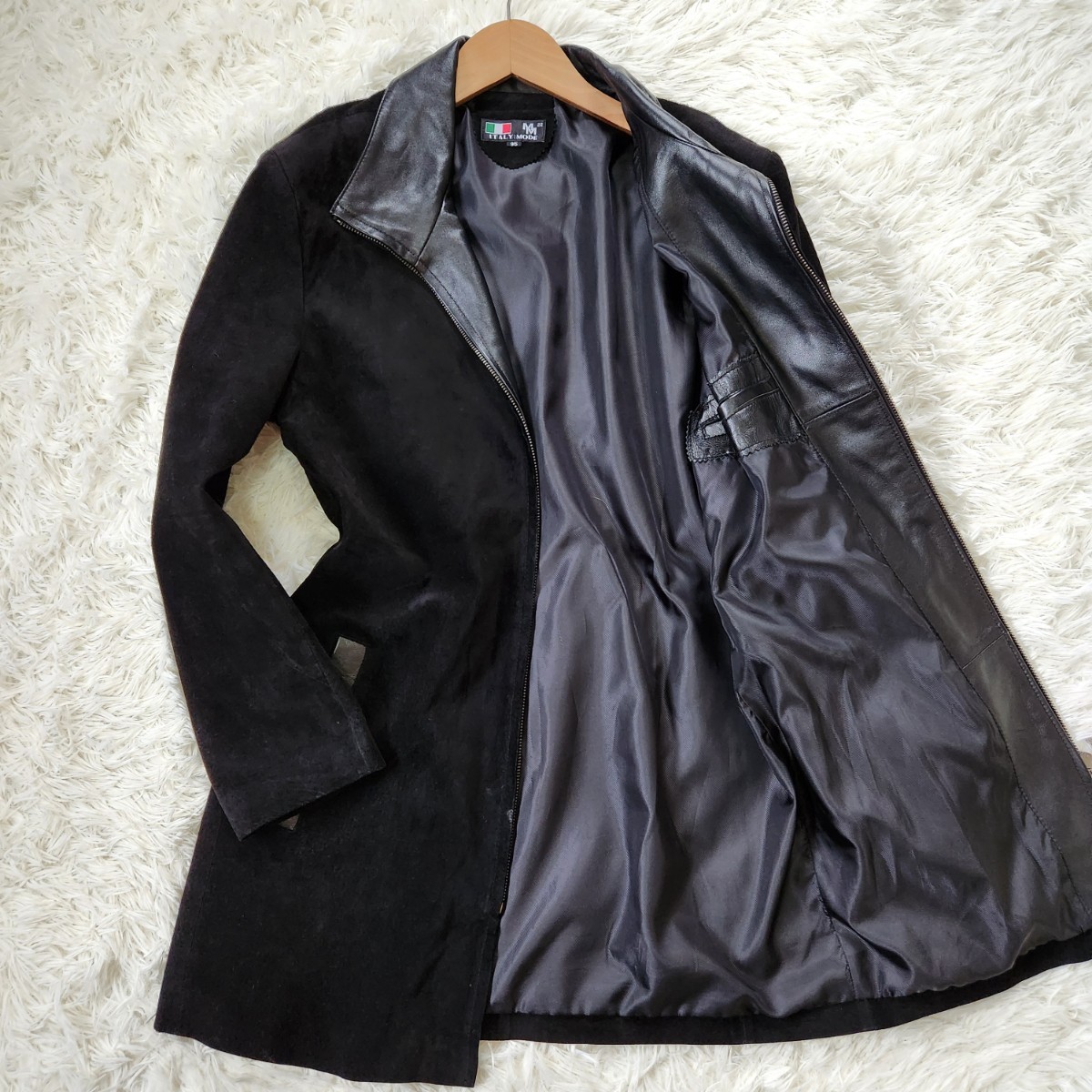 ITALY MODE【レザーのカシミヤ ディアスキン 鹿革 M相当】イタリー  