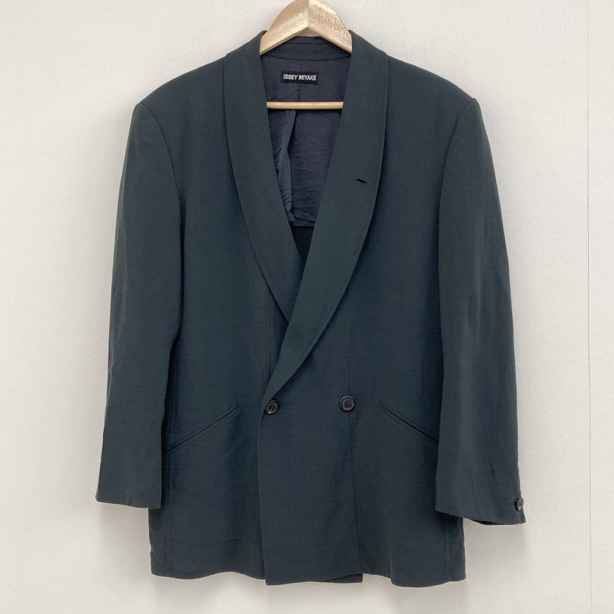 90s 黒タグ ISSEY MIYAKE MEN ショールカラー ジャケット メンズ M 