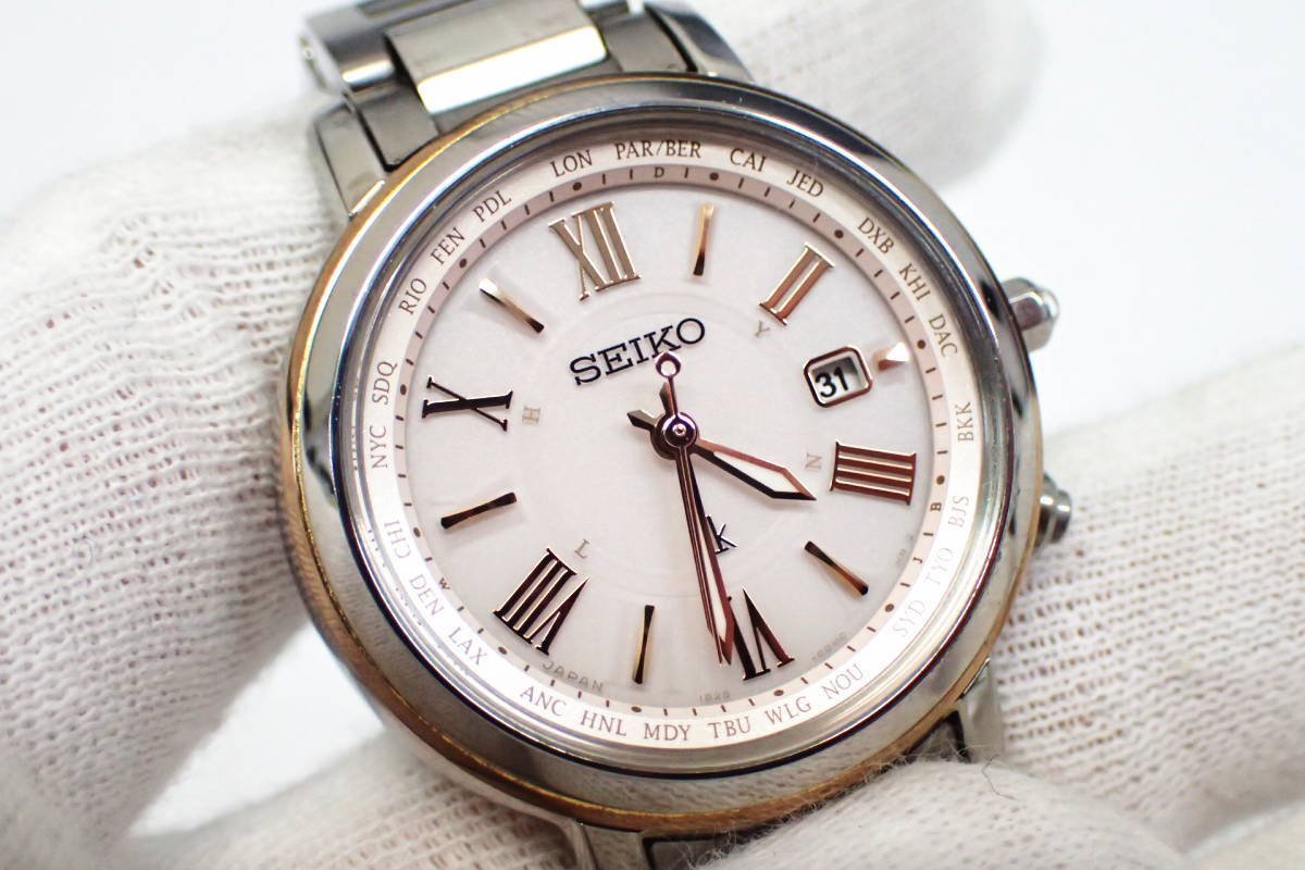 1円 SEIKO 良品 稼働品 セイコー ルキア 電波ソーラー チタン 1B25 