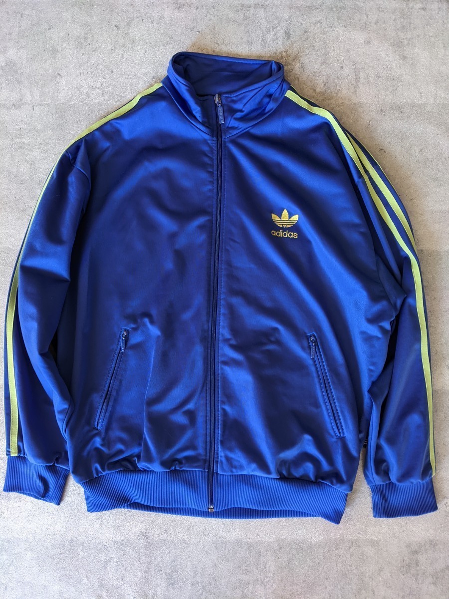 90s adidas ファイアーバード ジャケット ジャージ M L 青 ライム 