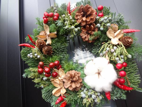 ★ベリーズ・クリスマスリース※本格オレゴン産モミ*２５㎝_1