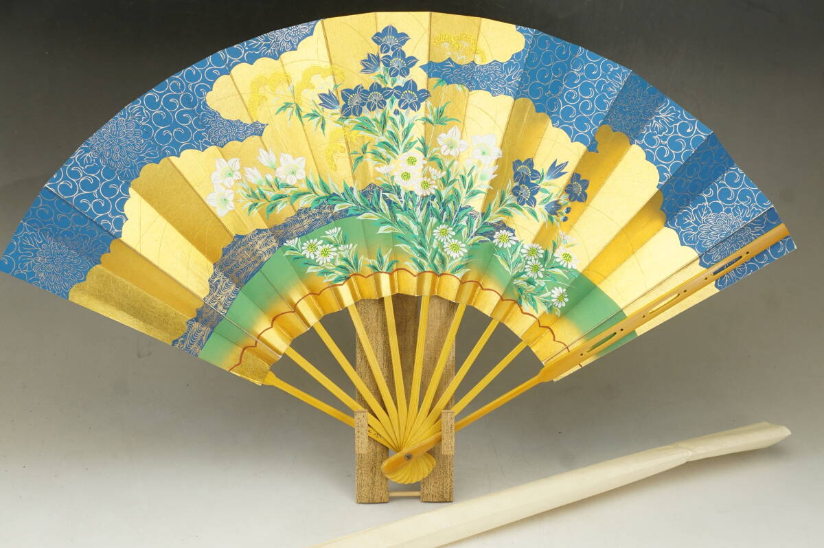 仕舞扇 舞扇 金瑞雲秋花紋 57㎝幅 33㎝長 能扇 能楽 文楽芸能 謡本 檜書店 仕舞 扇子 十松屋福井 観世流(扇子)|売買された ...