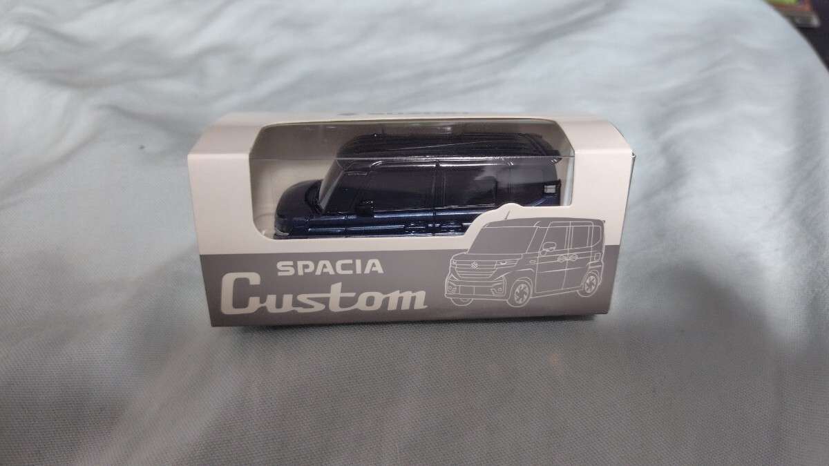 スズキ 新型 スペーシアカスタム プルバックカー ミニカー 非売品 インディゴブルーメタリック ブラック2トーンルーフ_1