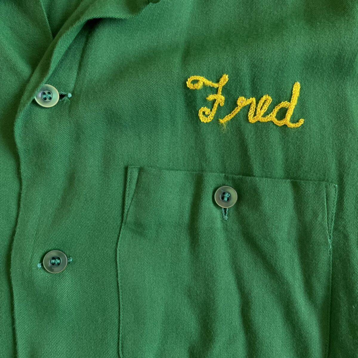 50s King Louie レーヨン オープンカラー L ボーリングシャツ チェーン