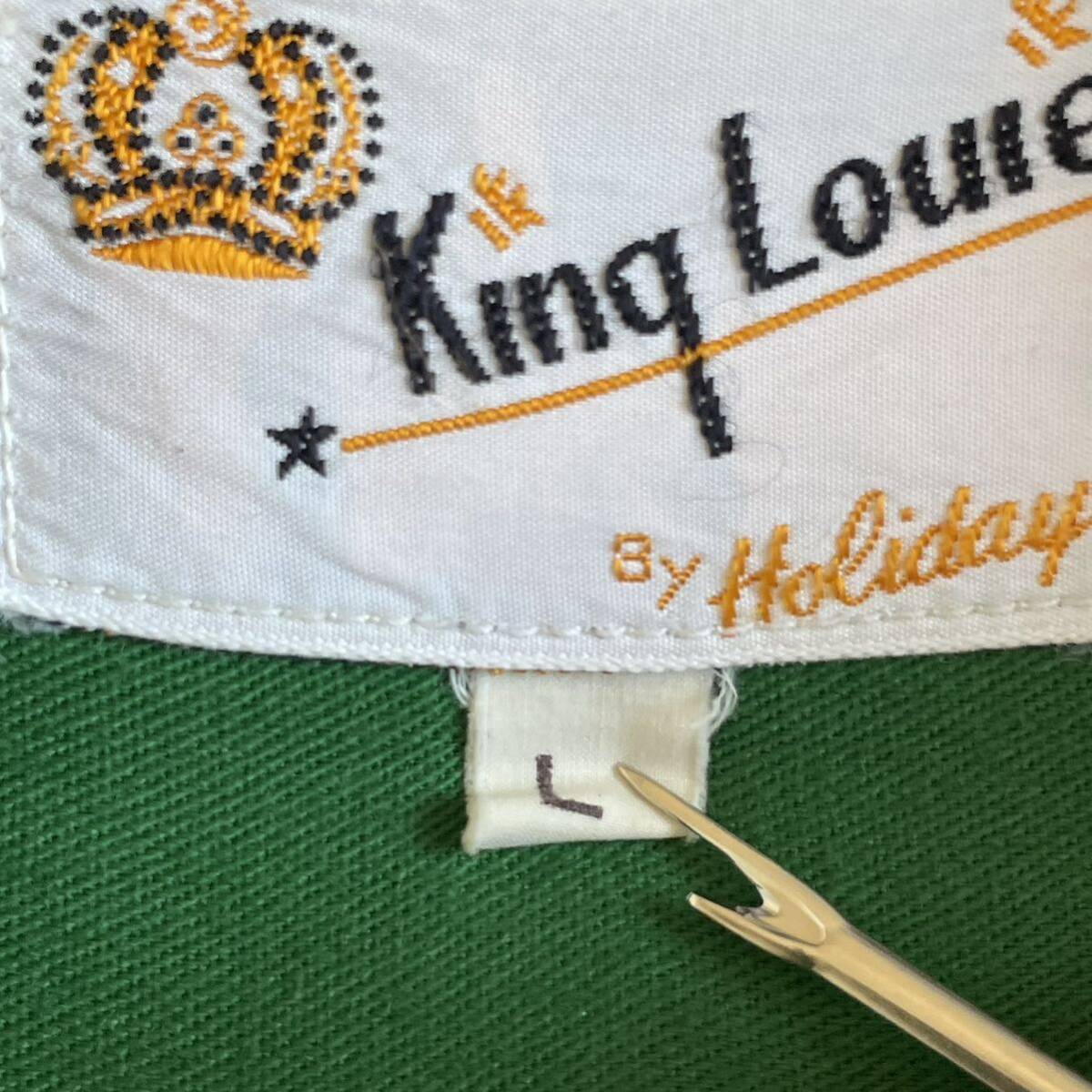50s King Louie レーヨン オープンカラー L ボーリングシャツ チェーン