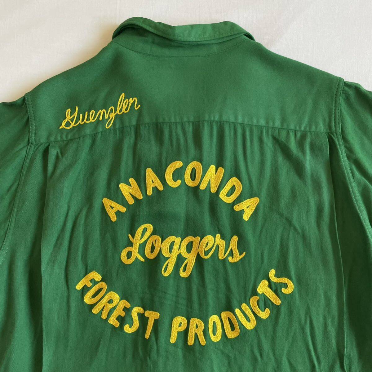 50s King Louie レーヨン オープンカラー L ボーリングシャツ チェーン