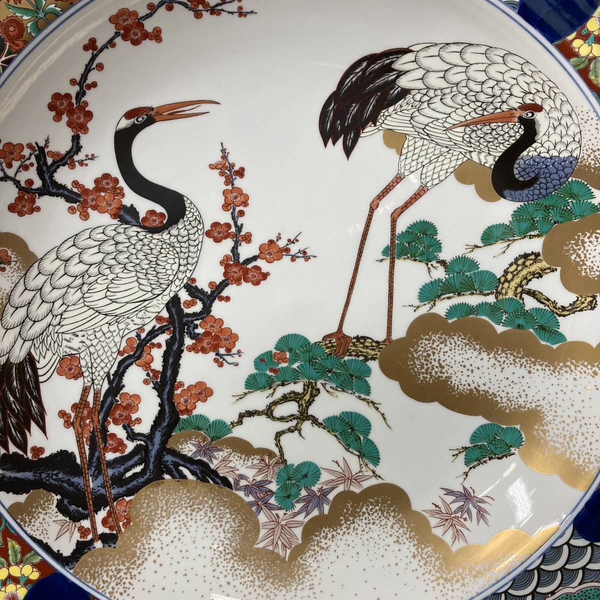 名古屋限定送料無料 有田焼 神右衛門 二尺五寸 錦染鶴絵 絵皿 飾り皿