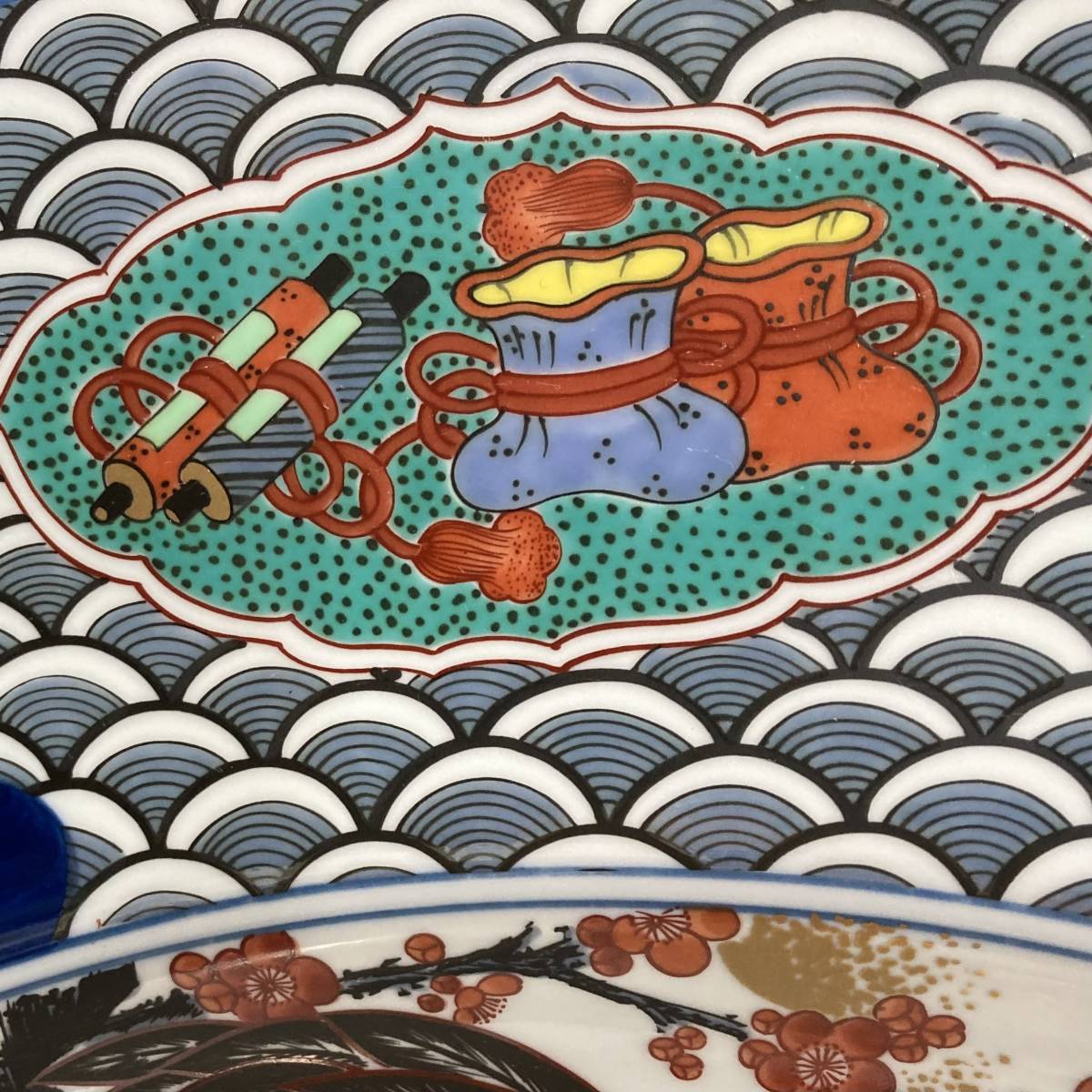 名古屋限定送料無料 有田焼 神右衛門 二尺五寸 錦染鶴絵 絵皿 飾り皿