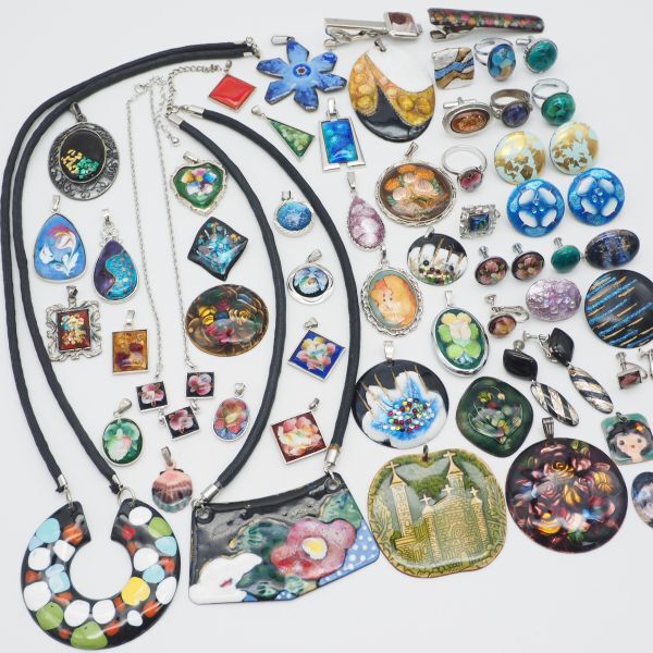 (SBA0604) 1円 七宝 アクセサリー 大量セット ネックレス ペンダントトップ イヤリング 指輪 等 まとめて_1