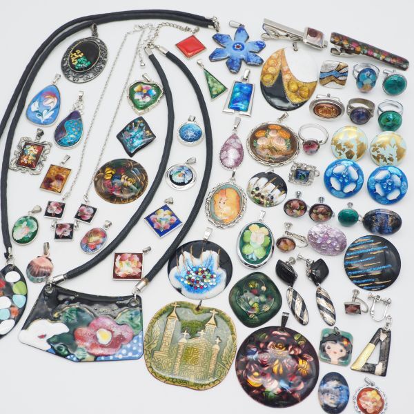 (SBA0604) 1円 七宝 アクセサリー 大量セット ネックレス ペンダントトップ イヤリング 指輪 等 まとめて_2