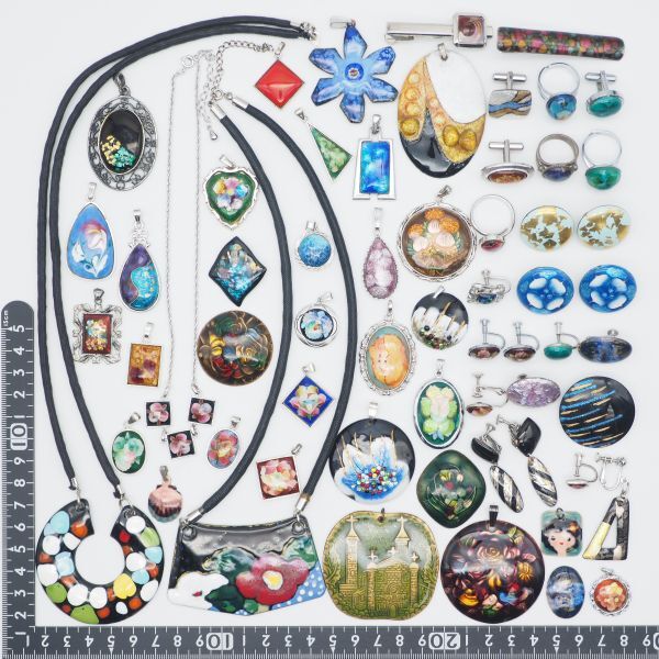 (SBA0604) 1円 七宝 アクセサリー 大量セット ネックレス ペンダントトップ イヤリング 指輪 等 まとめて_3