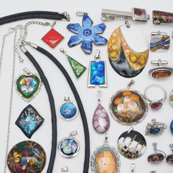 (SBA0604) 1円 七宝 アクセサリー 大量セット ネックレス ペンダントトップ イヤリング 指輪 等 まとめて_6