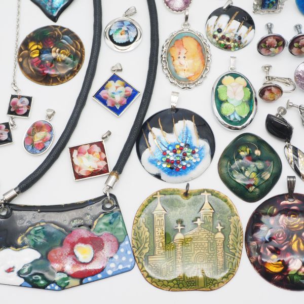 (SBA0604) 1円 七宝 アクセサリー 大量セット ネックレス ペンダントトップ イヤリング 指輪 等 まとめて_7