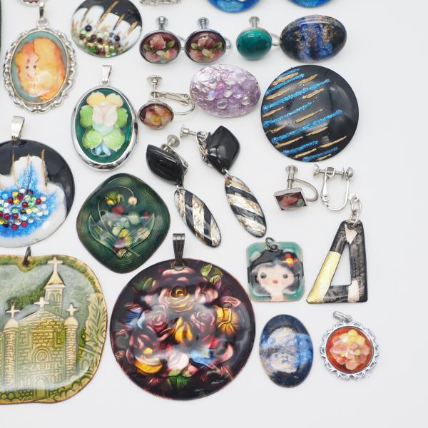 (SBA0604) 1円 七宝 アクセサリー 大量セット ネックレス ペンダントトップ イヤリング 指輪 等 まとめて_9