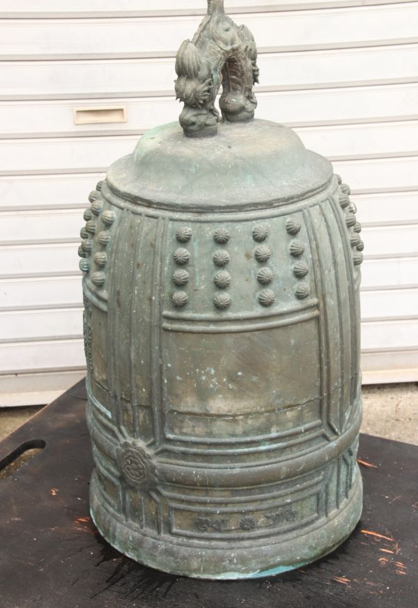 喚鐘　古銅 工芸品 熊平特製古銅 仏教美術 時代物 古美術 釣鐘 銅製 青銅 BE792 青銅製 半鐘 釣鐘 大正十三年 龍頭 梵鐘 鐘 喚鐘 吊鐘 仏具 古銅