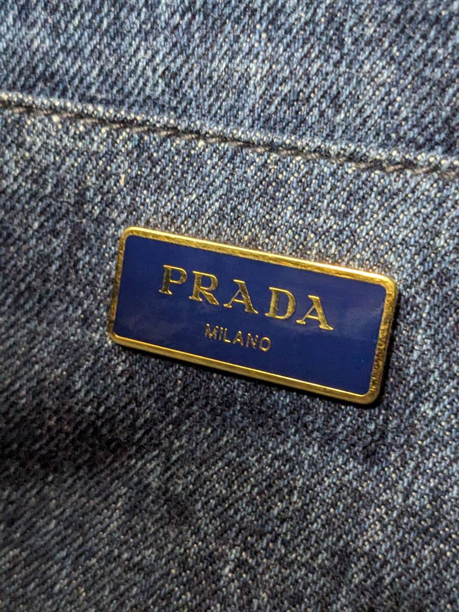 PRADA/プラダCANAPAカナパ/デニムトートバッグ/ハンドバッグ/大容量/底