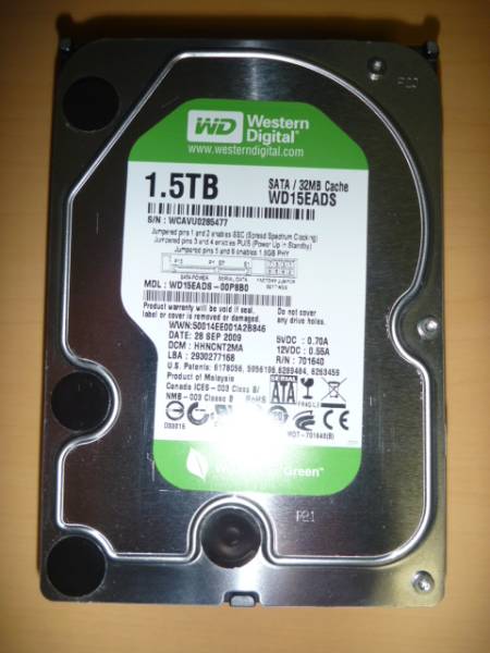 【中古】WesternDigital WD15EADS 1.5TB_1