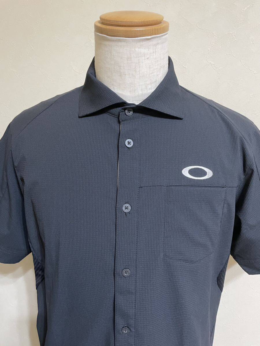 【美品】 OAKLEY GOLF オークリー ゴルフ ウェア 切替し ドライ メッシュ シャツ トップス サイズXL 半袖 黒 401895JP_3