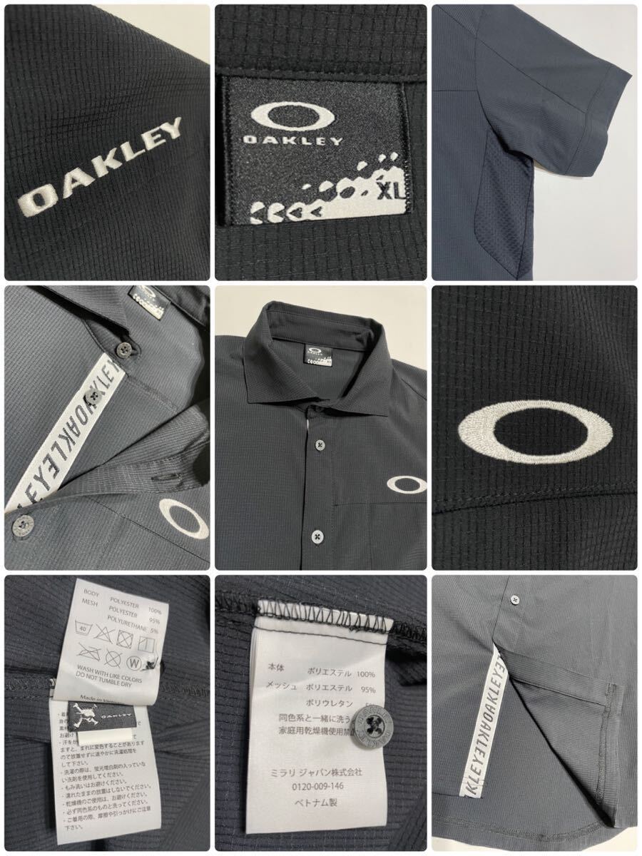 【美品】 OAKLEY GOLF オークリー ゴルフ ウェア 切替し ドライ メッシュ シャツ トップス サイズXL 半袖 黒 401895JP_5