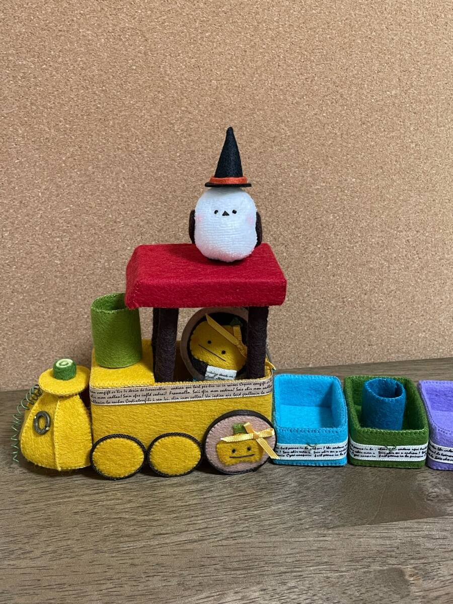 ハロウィンカボチャの汽車☆フェルトおままごと☆シマエナガ☆ハロウィン☆カボチャ☆ハロウィンオブジェ☆カボチャキーホルダー_2