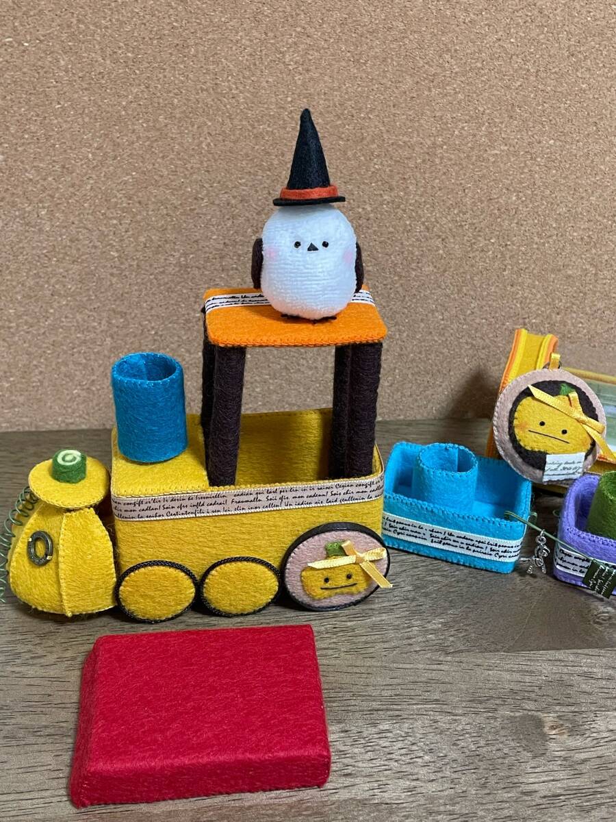 ハロウィンカボチャの汽車☆フェルトおままごと☆シマエナガ☆ハロウィン☆カボチャ☆ハロウィンオブジェ☆カボチャキーホルダー_3
