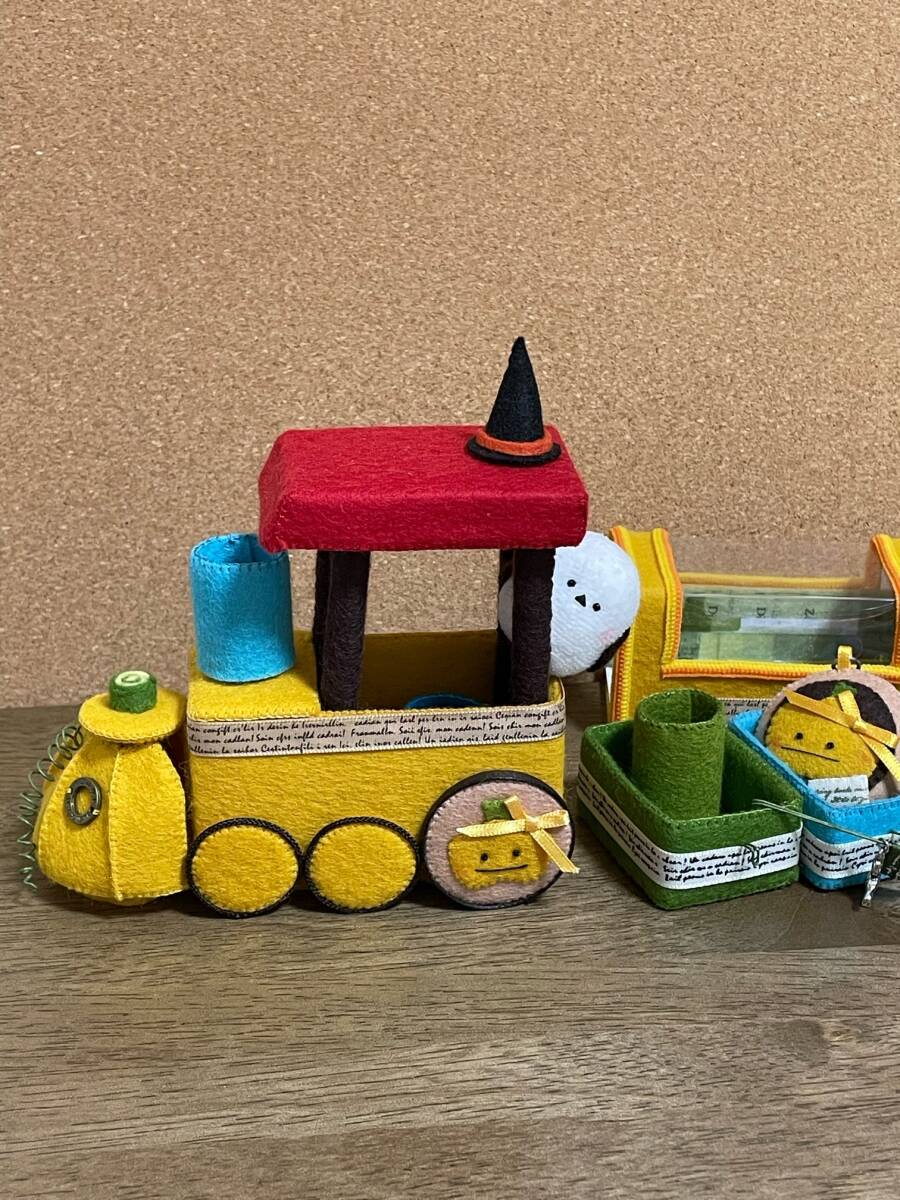 ハロウィンカボチャの汽車☆フェルトおままごと☆シマエナガ☆ハロウィン☆カボチャ☆ハロウィンオブジェ☆カボチャキーホルダー_4