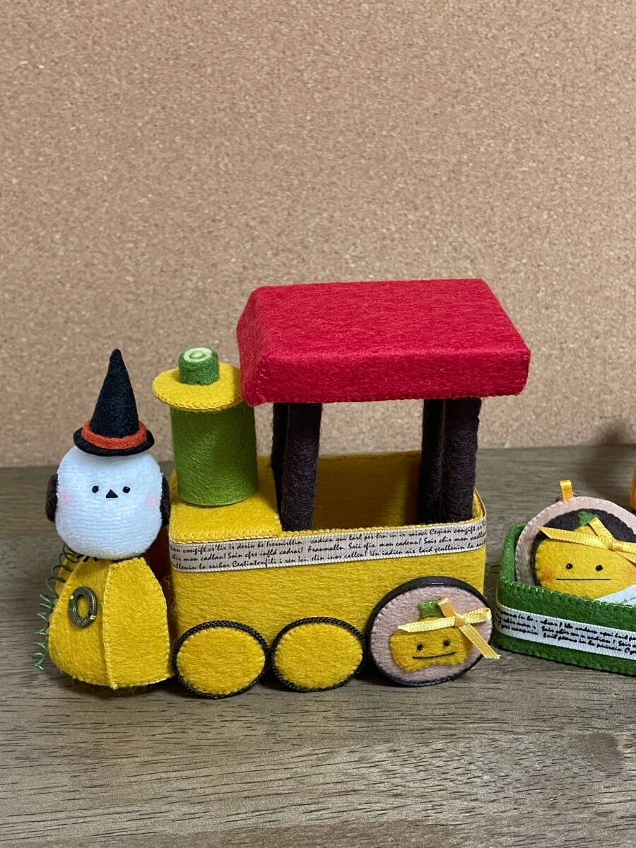 ハロウィンカボチャの汽車☆フェルトおままごと☆シマエナガ☆ハロウィン☆カボチャ☆ハロウィンオブジェ☆カボチャキーホルダー_6