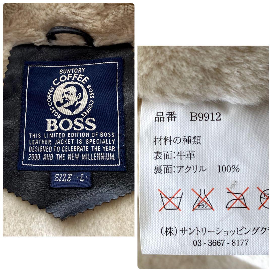 ◇非売品 Lサイズ美品◇BOSSジャン エンボス 本革 レザージャケット