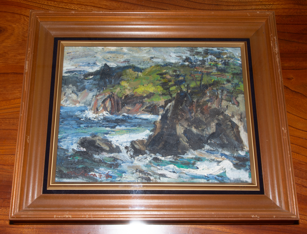 真作】亀田正一 油彩 『山陰海岸』1975年 F6号 直筆サイン入 東光会
