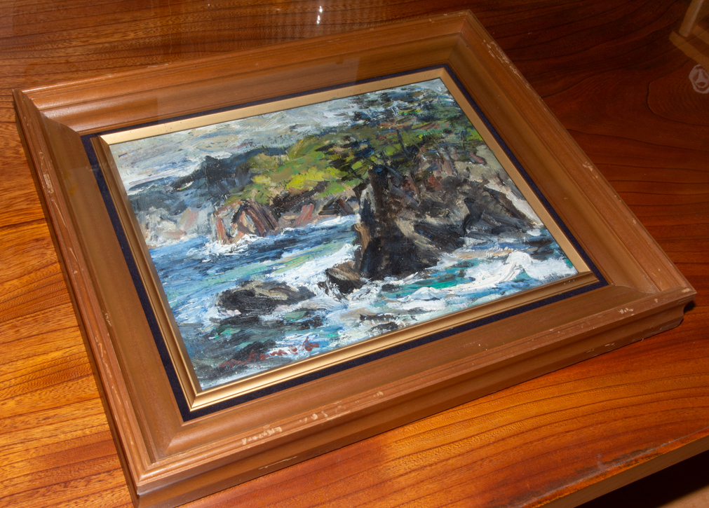 真作】亀田正一 油彩 『山陰海岸』1975年 F6号 直筆サイン入 東光会