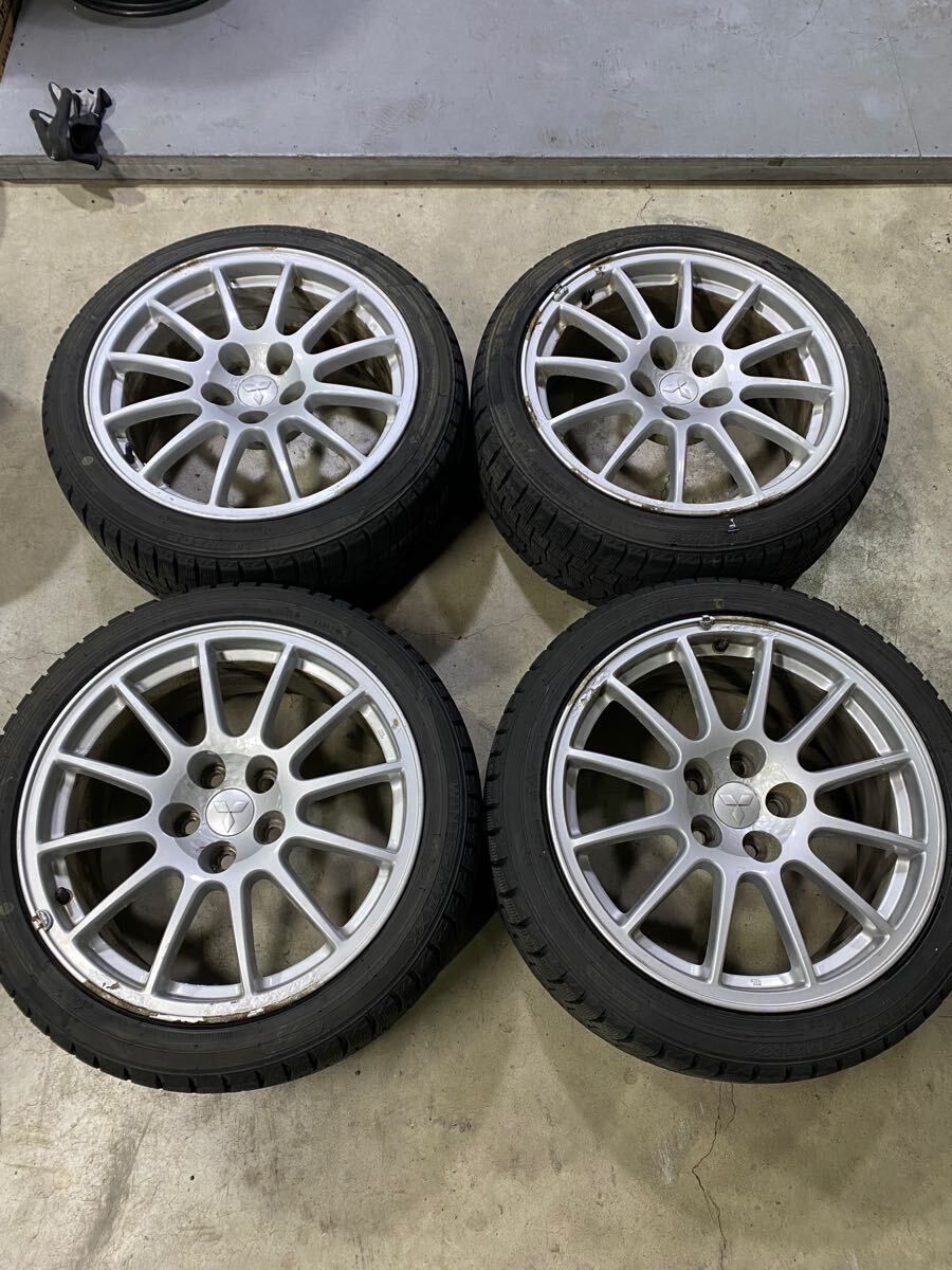 9分山弱 ダンロップ 245/40R18 WM02 スタッドレス 4本 ランエボ 純正 18インチ 8.5J +38 114.3 ENKEI製 ランサー CZ4A ホイール (WW6K037TA_1