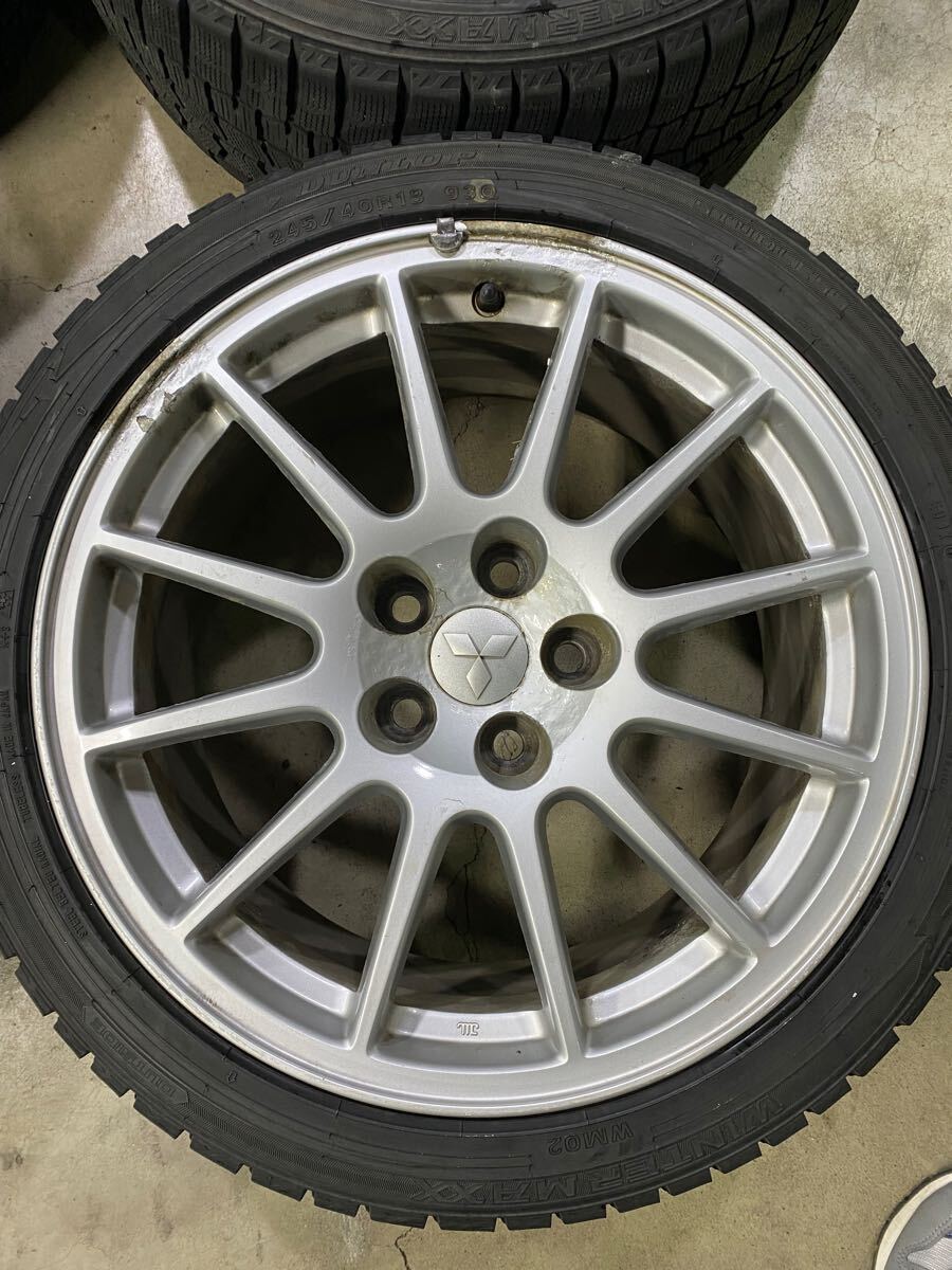 9分山弱 ダンロップ 245/40R18 WM02 スタッドレス 4本 ランエボ 純正 18インチ 8.5J +38 114.3 ENKEI製 ランサー CZ4A ホイール (WW6K037TA_10