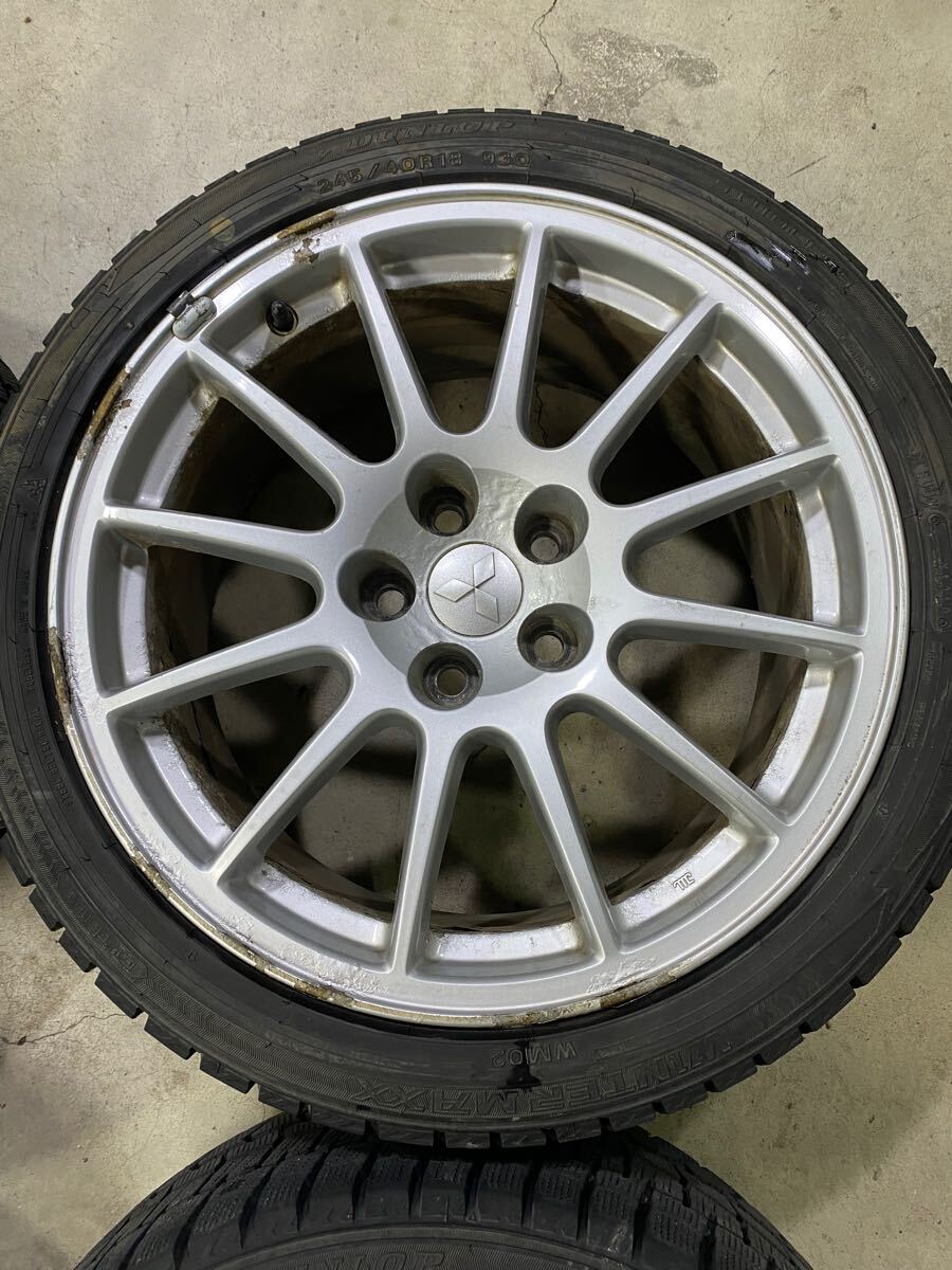 9分山弱 ダンロップ 245/40R18 WM02 スタッドレス 4本 ランエボ 純正 18インチ 8.5J +38 114.3 ENKEI製 ランサー CZ4A ホイール (WW6K037TA_8