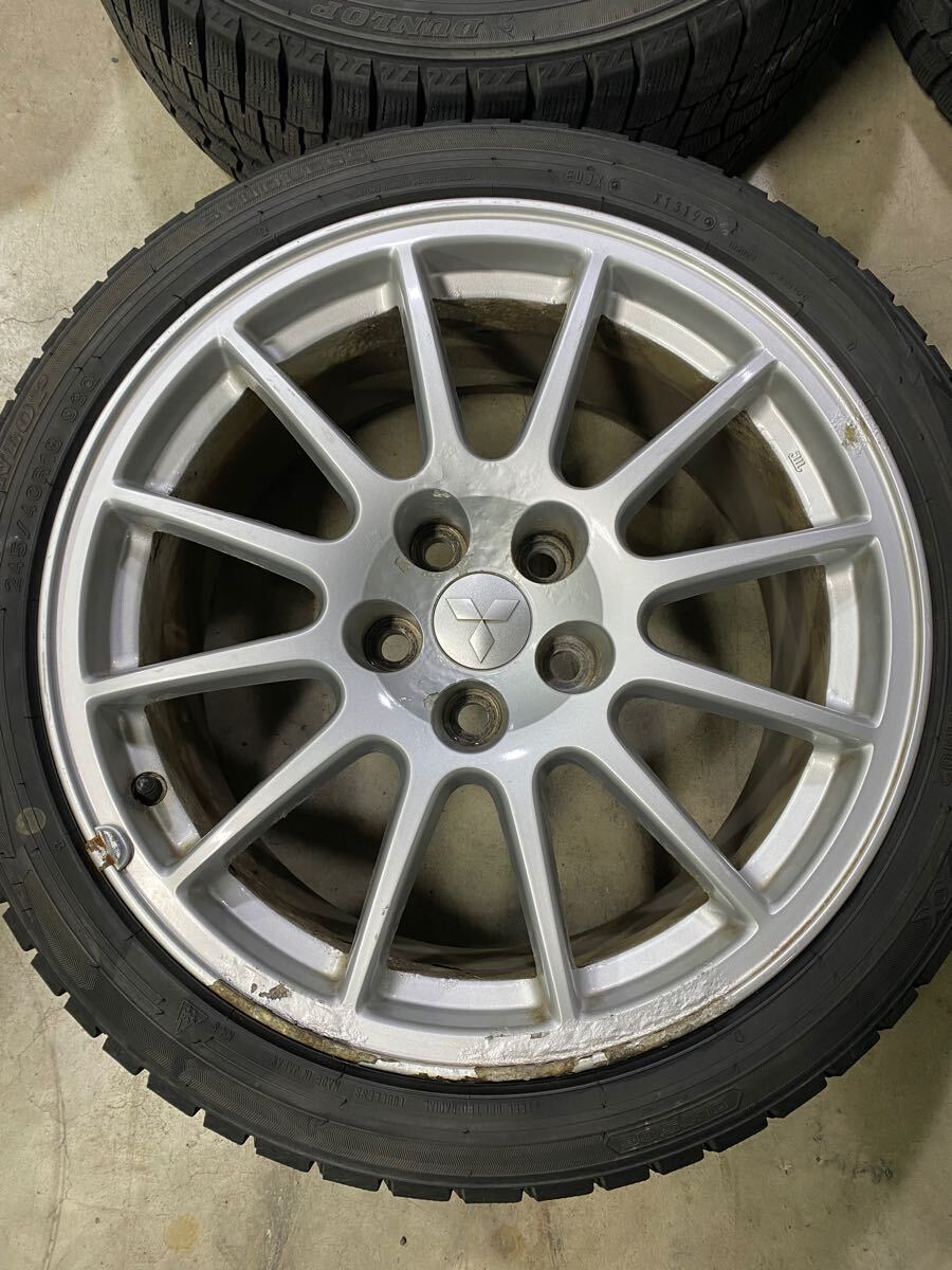 9分山弱 ダンロップ 245/40R18 WM02 スタッドレス 4本 ランエボ 純正 18インチ 8.5J +38 114.3 ENKEI製 ランサー CZ4A ホイール (WW6K037TA_9