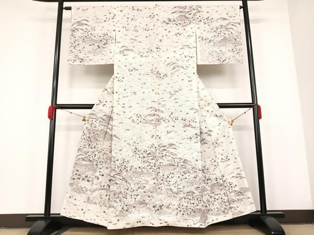 平和屋着物■訪問着　中国国宝刺繍　乱針刺繍　水辺草木文　暈し染め　銀彩　逸品　tx2391 相良刺繍 訪問着 中国三大刺繍 新作情報芸術的な刺繍を生み出す中国の人間国宝と呼ばれる 秋 逸品