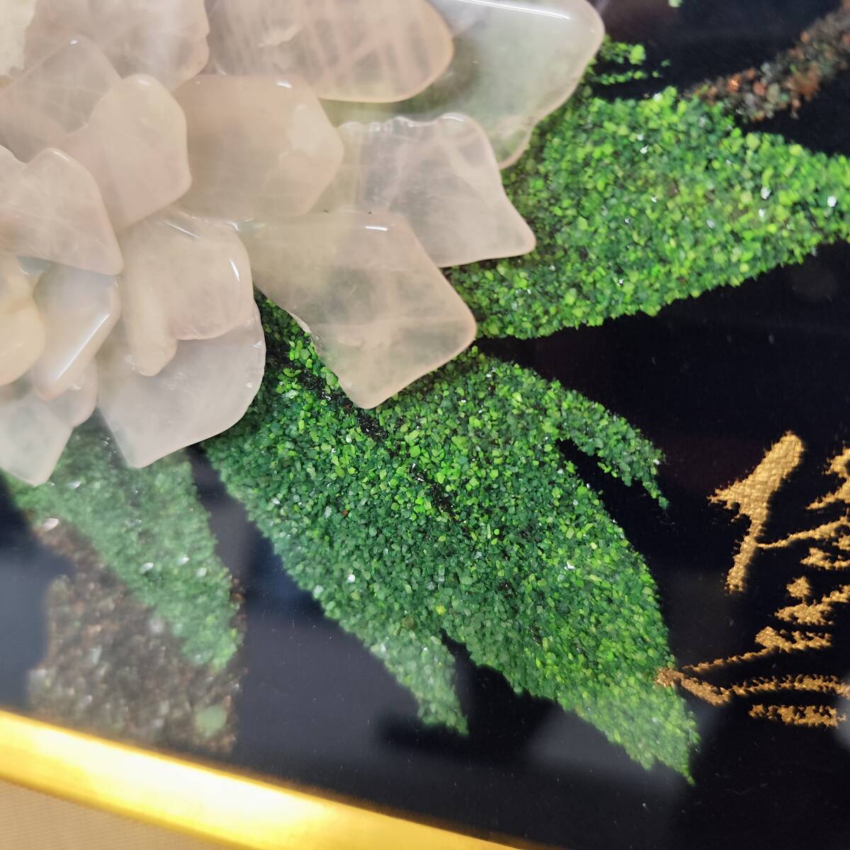 貴石画 宝石画 花図 額装 昭和レトロ 天然石絵画 天然石 花絵 伝統工芸