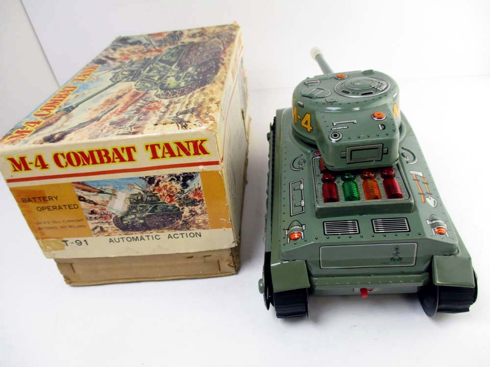 Taiyo 1950年代製 US Army M-4 Sherman Tank 箱付き完動美品 長さ