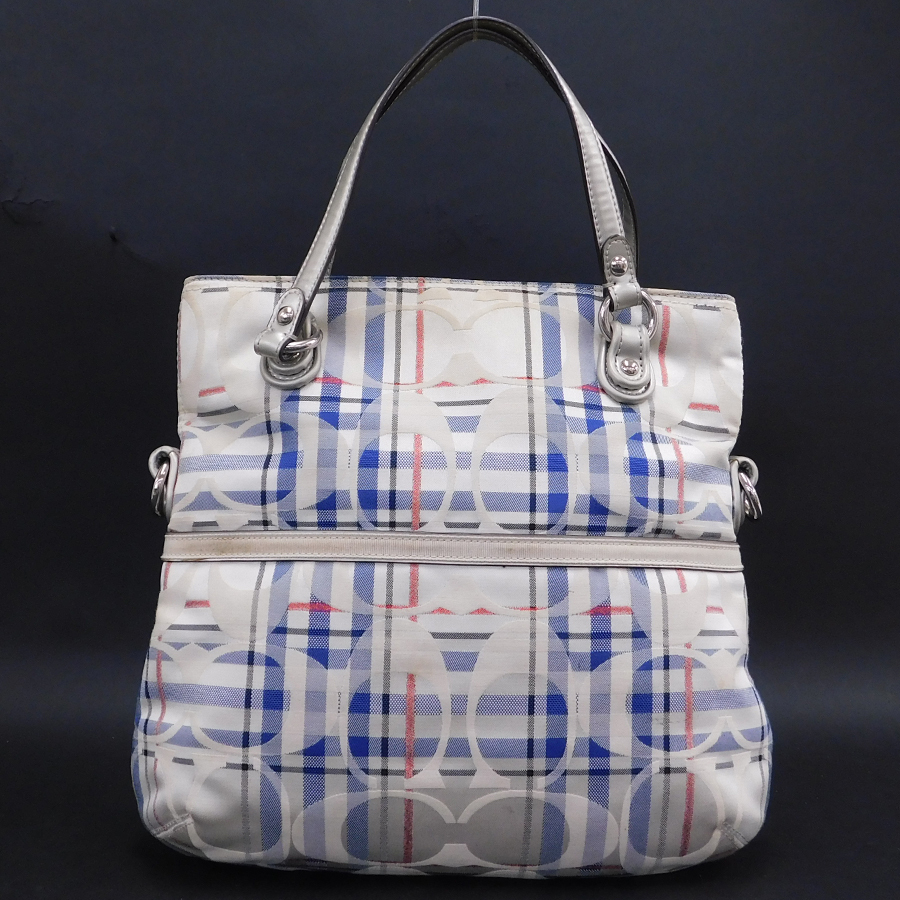 1円 □ 極美品 コーチ 2wayバッグ 21139 マルチカラー系 キャンバス 