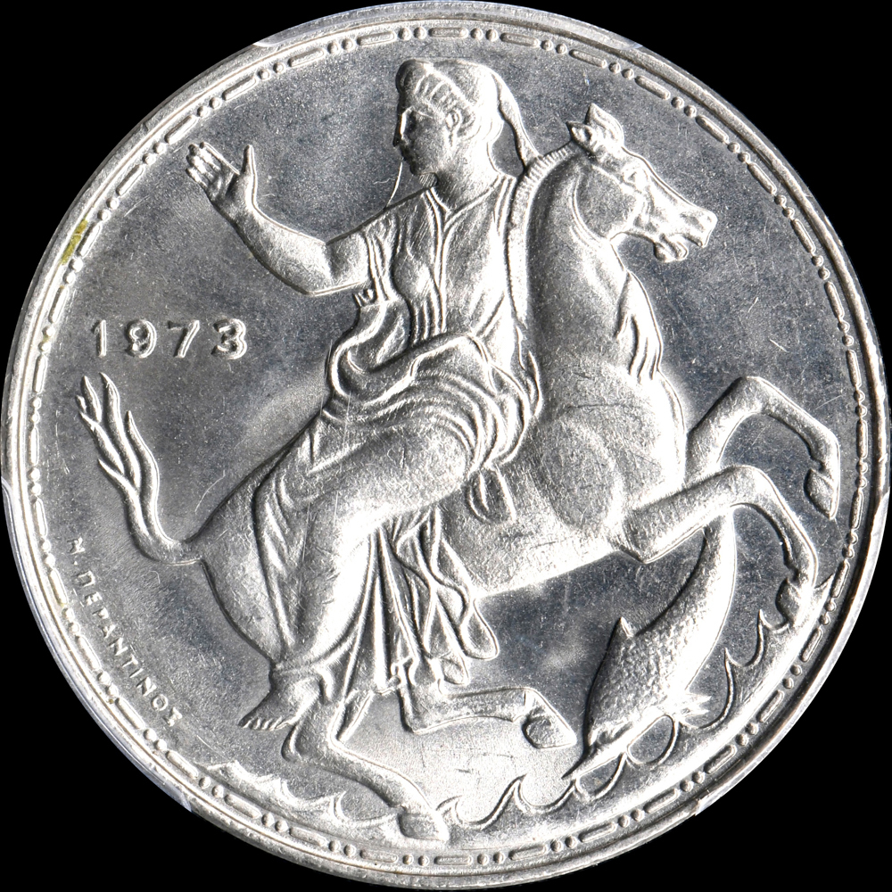 古銭　海外記念幣　ギリシャ ☆土終 【PCGS MS66】1973 ギリシャ 20Dr 完全未使用 //世界コイン