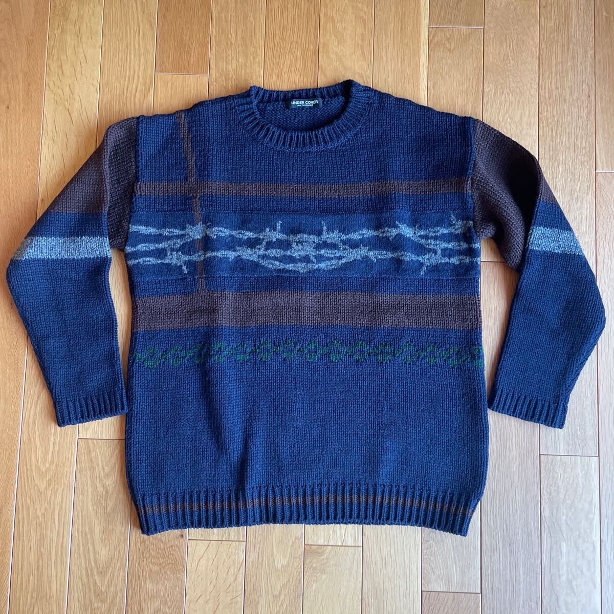 アンダーカバーUNDER COVER 初期 1996年 96AW 有刺鉄線ニット ネイビー