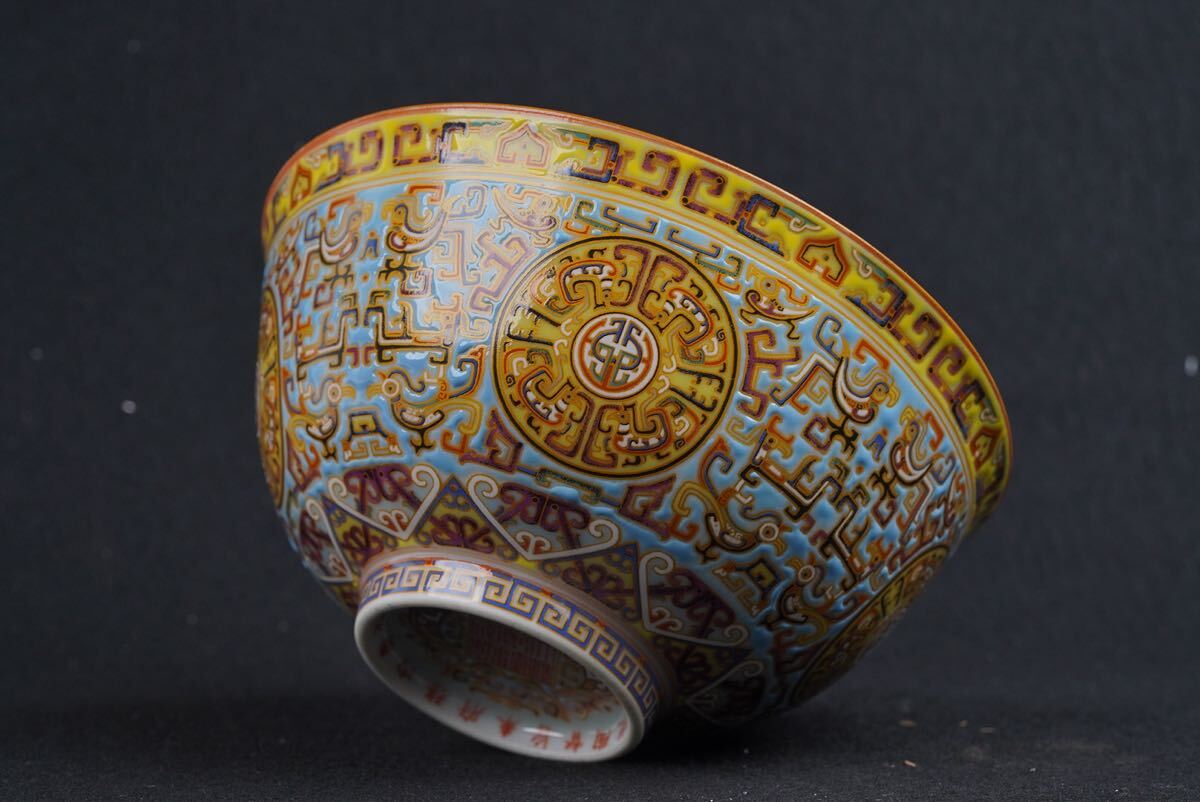 萬古】中国古美術 清時代 粉彩 斗彩 茶碗 時代物 古玩 骨董品 唐物