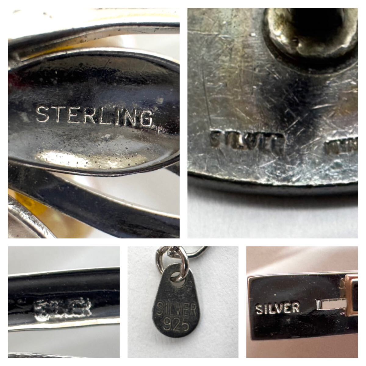 1円〜■シルバーアクセサリー まとめ SILVER 925 SV 銀 純銀 刻印 総重量1.24kg ネックレス リング 指輪 カフス■兵庫県姫路市から 25-059_10