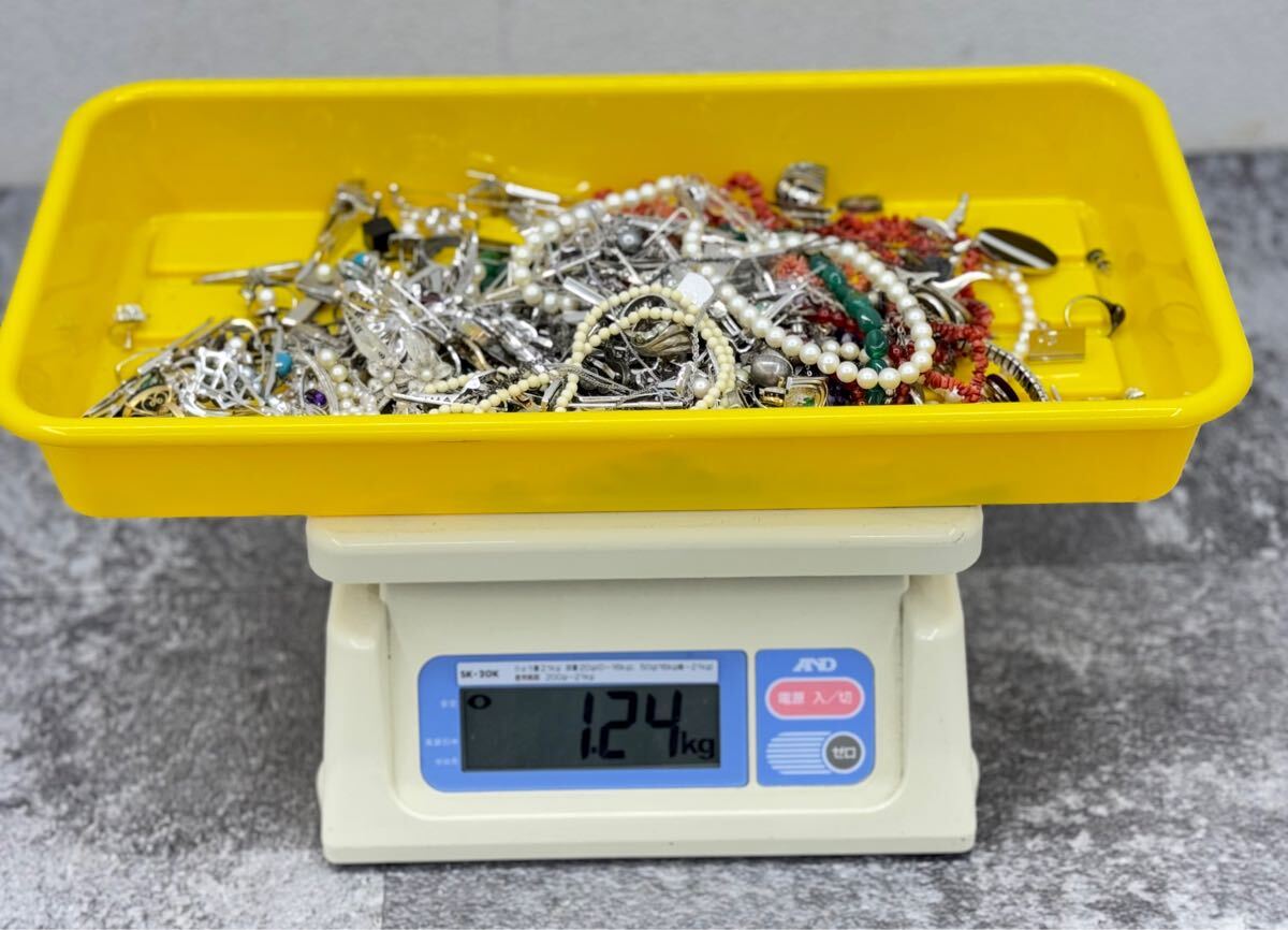 1円〜■シルバーアクセサリー まとめ SILVER 925 SV 銀 純銀 刻印 総重量1.24kg ネックレス リング 指輪 カフス■兵庫県姫路市から 25-059_2