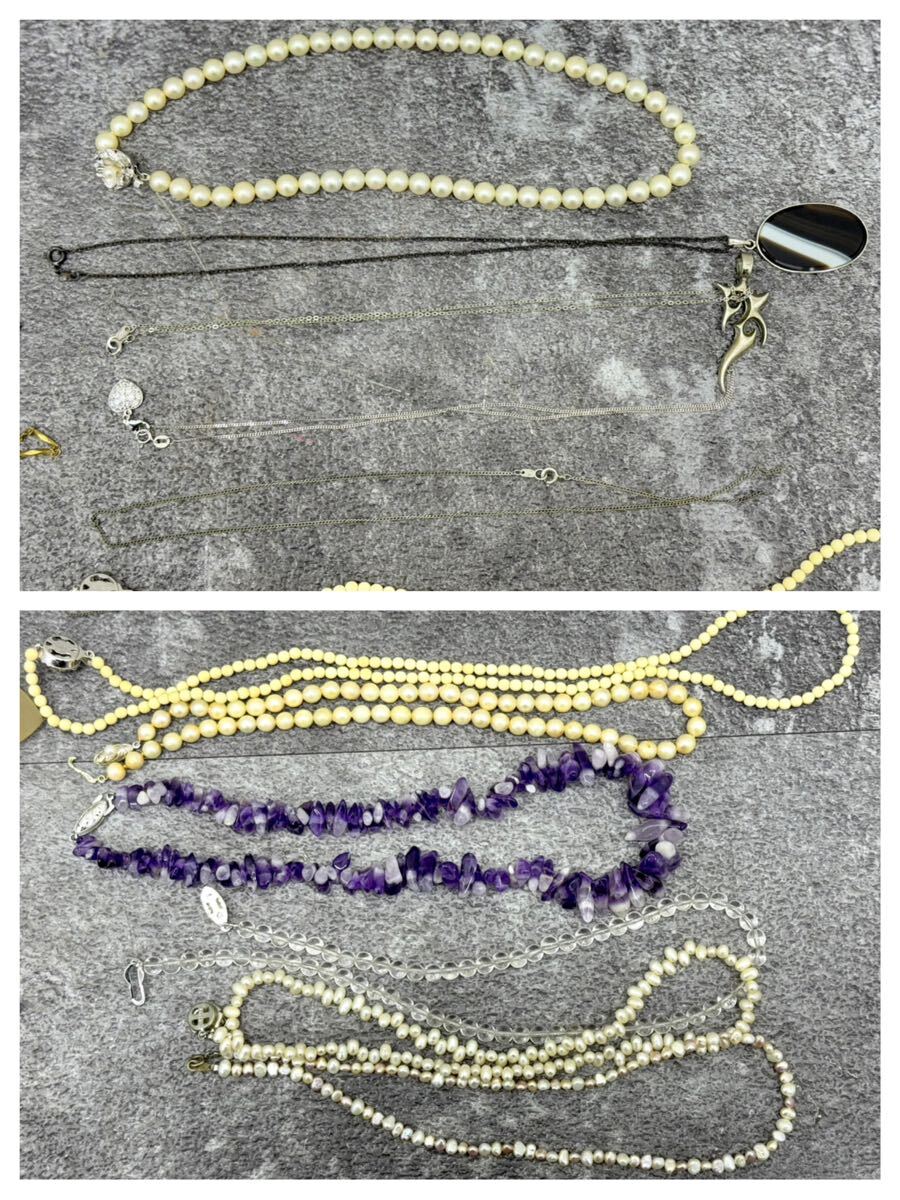 1円〜■シルバーアクセサリー まとめ SILVER 925 SV 銀 純銀 刻印 総重量1.24kg ネックレス リング 指輪 カフス■兵庫県姫路市から 25-059_3